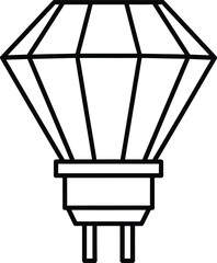 Outline icon of faceted gu10 led spotlight bulb, modern energy-efficient lighting solution concept