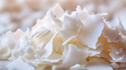 Close-up shot of coconut flakes, showcasing their texture and delicate beauty