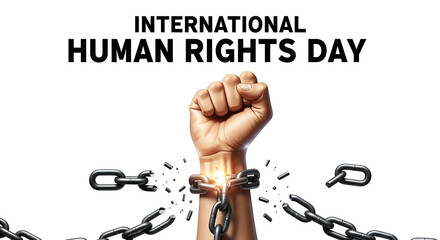 International human rights day fist breaking chains symbolizing freedom and justice