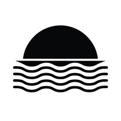 Sunset Over Water Icon Vector Illustration