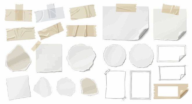 Collection of various paper notes and adhesive tape pieces.