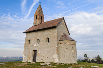 Naklejka premium Hilltop church of St. Michael Archangel in Dražovce, near Nitra, Slovakia
