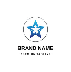 A bold, modern logo featuring a five-pointed star with geometric inner segments, executed in a blue gradient, symbolizing quality, achievement, and excellence.