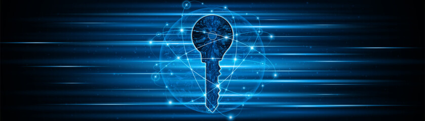 technology circuit board key icon. Cyber ​​data security and privacy concept. modern technology innovation concept background	