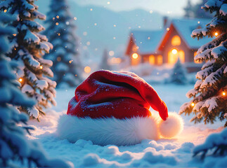 A beautiful Christmas winter background featuring a snowy landscape and festive decorations.
