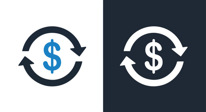 Currency exchange symbol with arrows - Vector icon symbol for website - Icon vector - Blue icon vector - Line and glyph solid icon and logo template