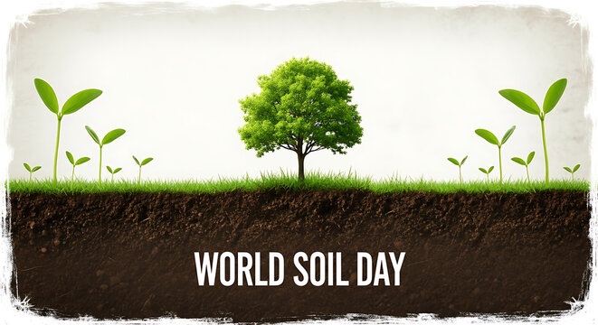 World soil day concept with healthy soil growing tree and young plants - Powered by Adobe