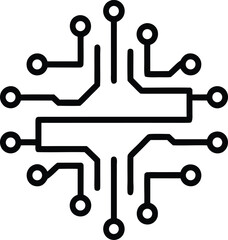 Futuristic circuit pattern icon abstract tech feel one-color vector