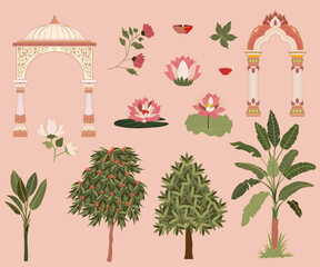 pichwai isolated elements set of pichwai elements 