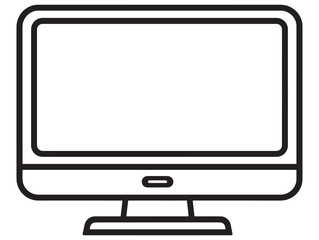 Minimal Desktop Computer Line Icon Flat Vector Design