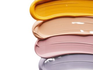 Illustration of stack of different color cosmetic foundation cream isolated on transparent background