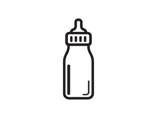 Minimalist baby milk bottle vector line art icon