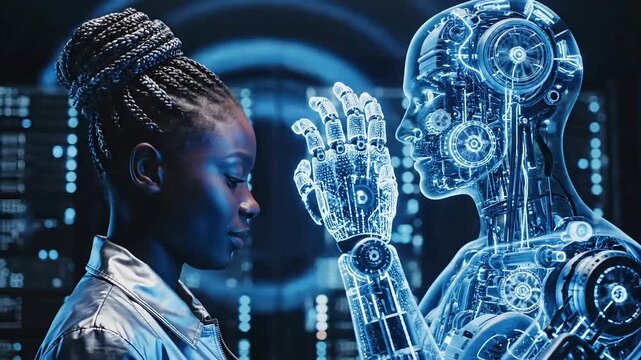 Ai future human robot technology innovation artificial intelligence machine learning concept vision 100 on transparent background