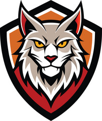Fierce lynx mascot emblem with sharp features isolated on white background