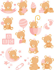 Cute Little Pink Bear Princess Dreams