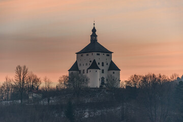 Nov&yacute; z&aacute;mok (New Castle) at sunset in Bansk&aacute; &Scaron;tiavnica, Slovakia