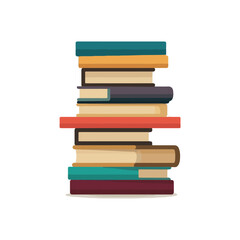 Colorful Stack of Books Illustration on White Background
