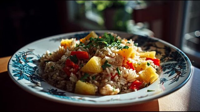 Coconut Infused Fried Rice With Pineapple Chunks Island