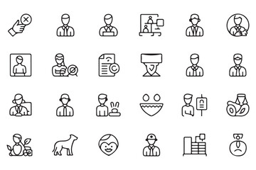 Corporate ethics and compliance line icons set for business governance and professional responsibility
