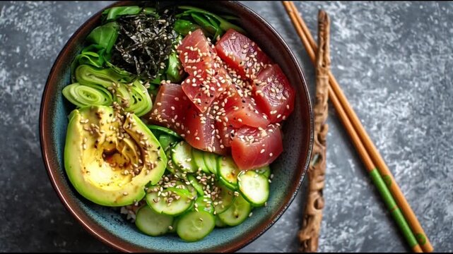 Hawaiian Pok Bowl With Tuna Sesame And