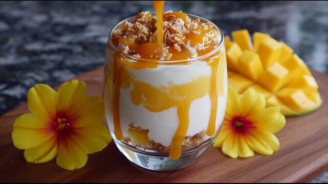 Mango Yogurt Parfait With Tropical Drizzle