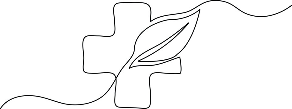 Simple sketch of a cross representing herbal or holistic healing