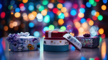 Playful Holiday Boxes with Bright Festive Lights