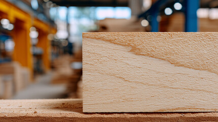Close-up of a square piece of light-colored lumber, showcasing smooth sanded surfaces, subtle grain patterns, and soft natural tones under gentle workshop lighting.