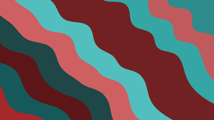 Teal, Red & Burgundy Wavy Abstract: Bold Color Palette for Graphic Design & Visual Art Projects