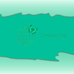 Company logo.Laconic logo design in the form of the planet Earth with a creative realistic green butterfly.