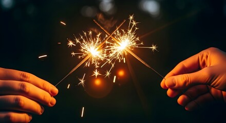 Hands holding sparklers creating a festive and celebratory atmosphere