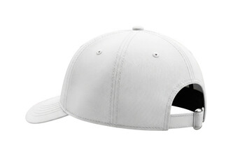 Fototapeta premium A plain white baseball cap viewed from the back isolated on transparent background
