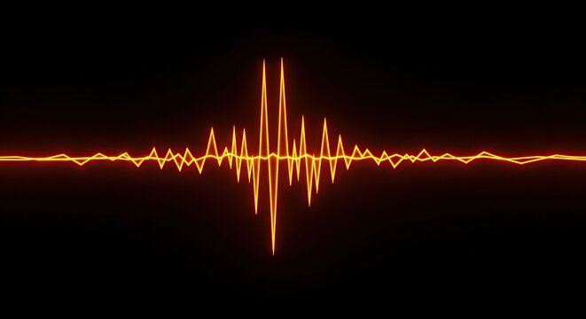 Orange glowing abstract soundwave frequency equalizer on screen