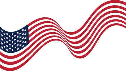  Wavy American flag illustration with flowing red, white, and blue design – patriotic symbol of freedom, unity, and national pride