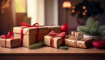 gift wrapping on a table