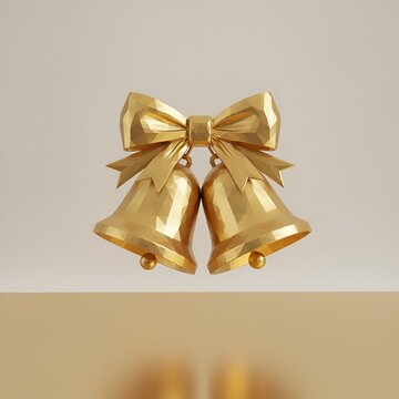 Objet Cloches de no&euml;l 3D Lowpoly Dor&eacute;