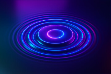 hologram disc, ripple waves, futuristic 3d, neon gradient, abstract disc