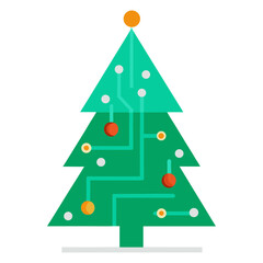 Vector illustration of technological sensor circuit board future innovation Christmas tree