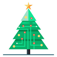 Vector illustration of technological sensor circuit board future innovation Christmas tree