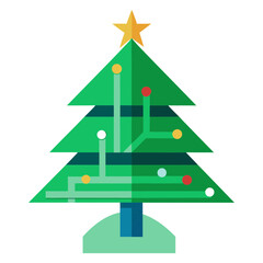 Fototapeta premium Vector illustration of technological sensor circuit board future innovation Christmas tree