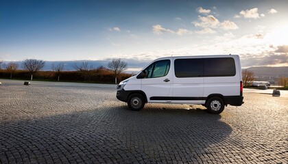 white van on paved surface