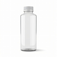 Empty transparent glass jar bottle with silver screw lid isolated on clean studio background