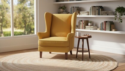 Luxury modern living room interior design featuring a comfortable armchair, sofa, wood floor, and lamp