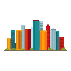 Obraz premium Colorful City Skyline Modern Urban Architecture Illustration
