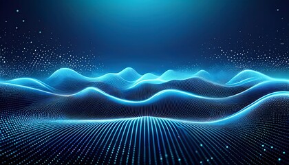 abstract blue background with digital waves and dots