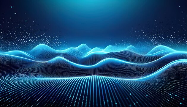 abstract blue background with digital waves and dots