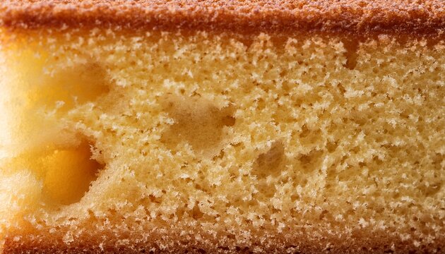 close up of sponge cake a detailed macro shot showcases the airy texture and golden brown crust of a freshly baked sponge cake inviting a sensory experience of taste and texture