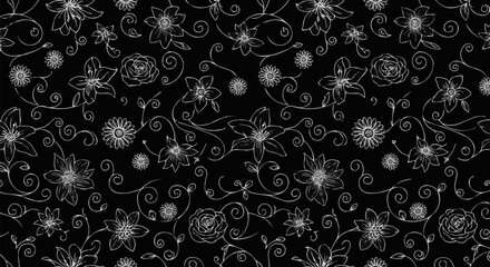 Elegant floral pattern design with intricate details and artistic swirls.