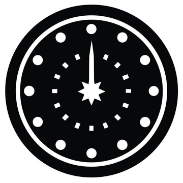 midnight clock striking 12 vector icon
