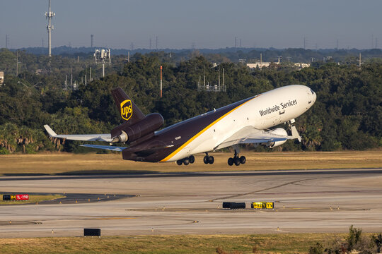 UPS United Parcel Service McDonnell Douglas MD-11F airplane at Tampa airport in the United States